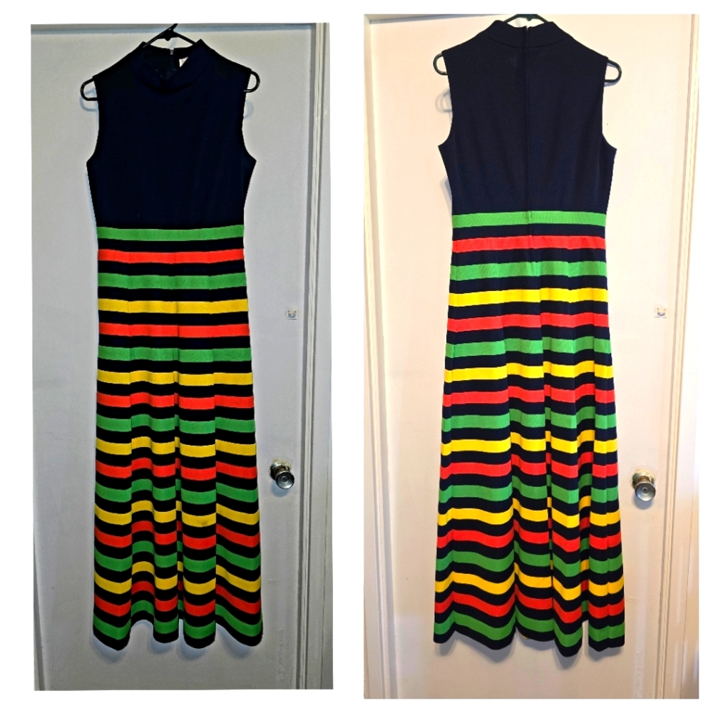 Authentic VINTAGE Mod "Butte Knit" Striped Multicolor Maxi Dress